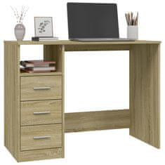 Vidaxl Pisalna miza s predali sonoma hrast 102x50x76 cm inženirski les
