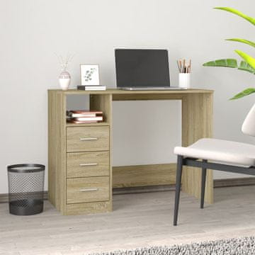 Vidaxl vidaXL Pisalna miza s predali, hrast sonoma, 102x50x76 cm