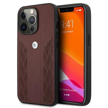 Bmw BMW usnjena preluknjana ovitek za iPhone 13 Pro / 13 - Rdeča