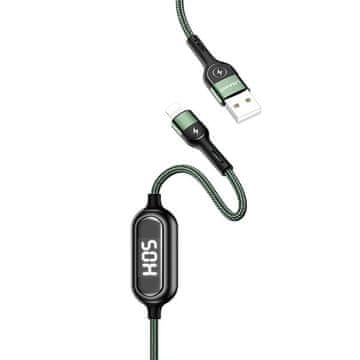 USAMS pleteni kabel U48 Lightning 1,2 m2 A Hitro polnjenje LED zelena/zelena SJ423USB02 (US-SJ423)