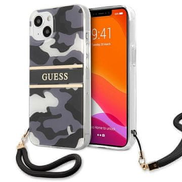 Guess Guess ovitek za iPhone 13 6.1" Camo Strap - črn