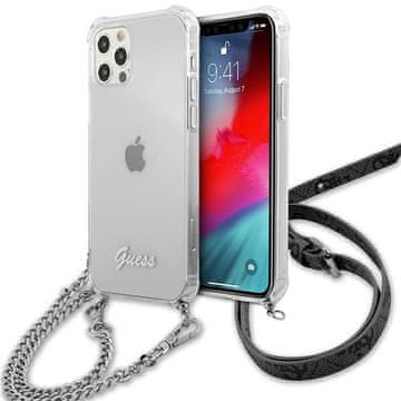 Guess Ovitek Guess za iPhone 12 Pro Max 6.7" s srebrno verižno, prozoren