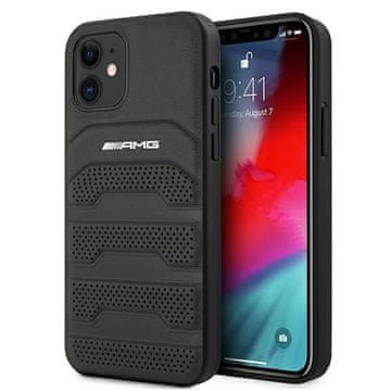 MERCEDES Ovitek AMG usnjen Debossed Lines za iPhone 12 mini - črn