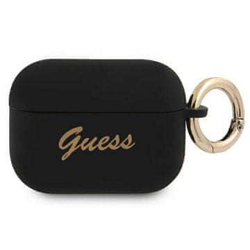 Guess Ovitek za AirPods Pro Guess GUAPSSSK Silicone Vintage Script, črn