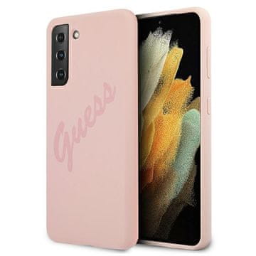 Guess Ovitek Guess Silicone Vintage Script za Samsung Galaxy S21+ - Roza