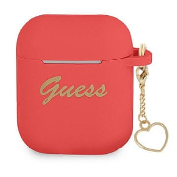 Guess Ovitek Guess Silicone Charm Heart Collection za AirPods, rdeč