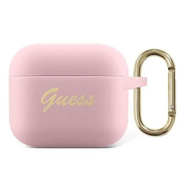 Guess Ovitek Guess Silicone Vintage Script za AirPods 3, roza