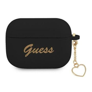 Guess Ovitek za AirPods Pro Guess Silicone Charm Heart - črn