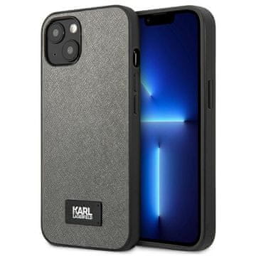 shumee Karl Lagerfeld KLHCP13MSFMP2DG trdi ovitek za iPhone 13 / 14 / 15 6,1" srebrn/srebrn Saffiano Plaque