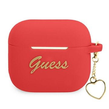 Guess Ovitek Guess Silicone Charm Heart Collection za AirPods 3, rdeč