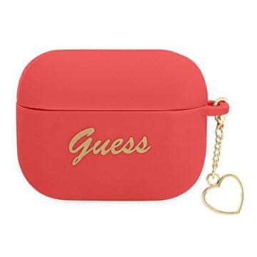 Guess Ovitek Guess Silicone Charm Heart Collection za AirPods Pro, rdeč