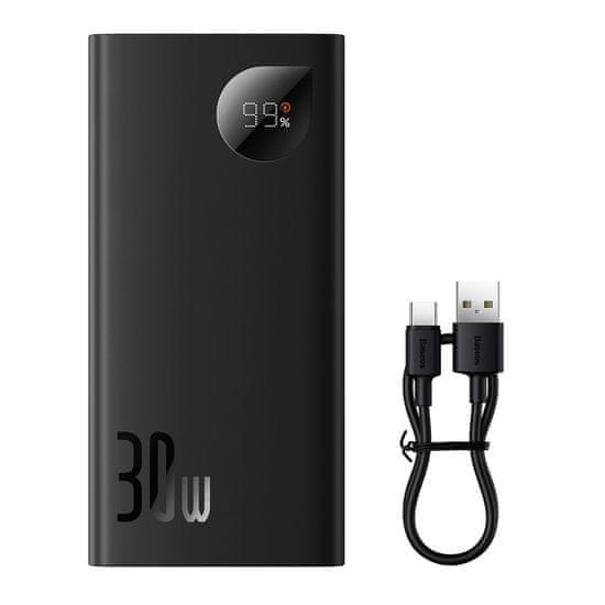 BASEUS adaman2 powerbank z digitalnim zaslonom 10000mah 30w 2 x usb / 1x usb type c overseas edition pd qc scp black (ppad040101)