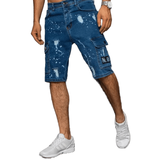 Dstreet Moške kratke hlače iz džinsa modre barve DOTS sx1504