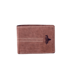 Rjava usnjena denarnica z emblemom in šivi CE-PR-N992-H-3.87_281623 Univerzalni