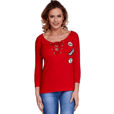 Factoryprice Ženska bluza z našitki čipka BOBA rdeča PL-BZ-1415.04_260307 S