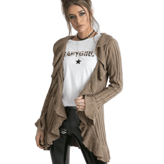 YUPS Ženski pulover z volančki ITZEL rjave barve YP-SW-cmu0503.48P_306376