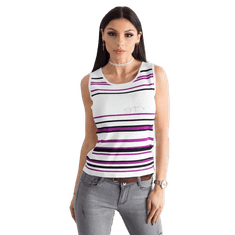 Factoryprice Ženska črtasta majica LIGA bela in vijolična AT-TP-5038.28P_312457 one___size___S-M