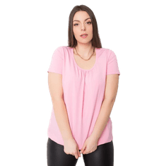 BASIC FEEL GOOD Črtasta bombažna majica plus size CELESTE svetlo roza RV-TS-6320.85P_361538 XL