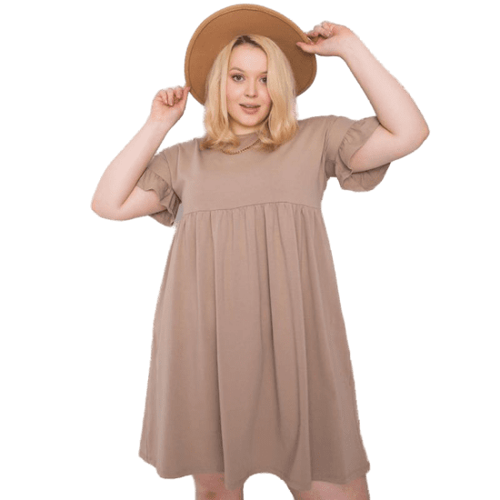 BASIC FEEL GOOD Ženska plus size obleka CHIARA dark beige RV-SK-6335.68_362650