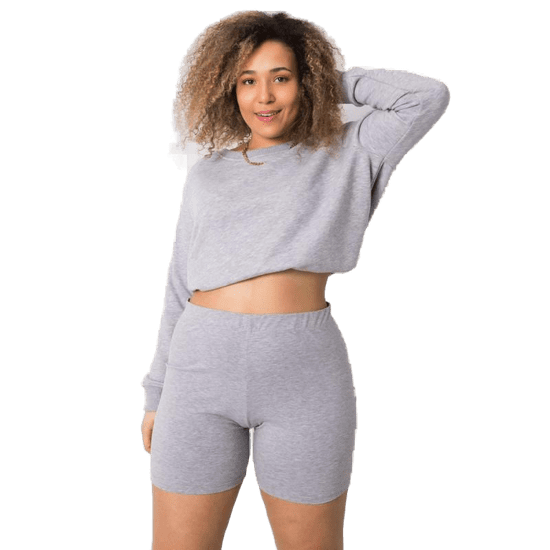 BASIC FEEL GOOD Ženske bombažne kratke hlače plus size ALESSIA sive barve RV-SN-6322.08_362655