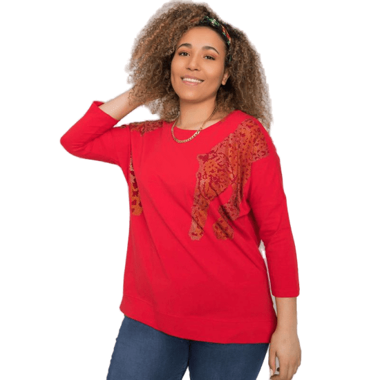 RELEVANCE Ženska bluza z aplikacijo GINEVRA rdeča RV-BZ-6381.29_362315