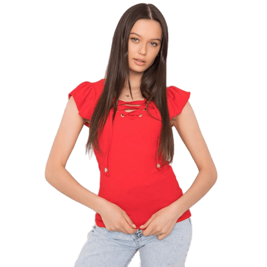 ITALY MODA Ženska bluza s čipko WAWERLY rdeča DHJ-BZ-13301.34P_366635