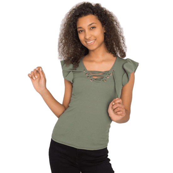 ITALY MODA Ženska bluza s čipko WAWERLY zelena DHJ-BZ-13301.34P_366633