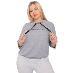 RELEVANCE Ženska bluza z napisom melange plus size PERRY siva RV-BZ-7122.92_379017 Univerzalni
