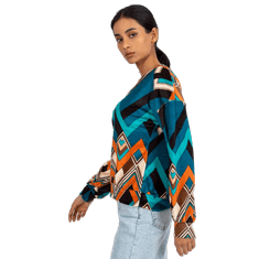 ITALY MODA Ženska bluza s potiskom LEA modro-oranžna DHJ-BZ-6033-1.49P_382663 Univerzalni