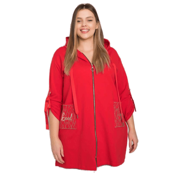 RELEVANCE Ženske plus size ZURICH rdeča jopa z zadrgo RV-BL-6795.84_381218