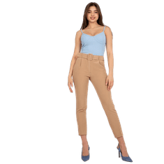 ITALY MODA Ženske hlače iz blaga s pasom GIULIA rjave barve DHJ-SP-12787.21X_384477 XL