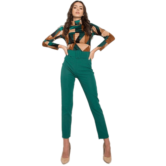 Factoryprice Ženske hlače s pasom AURELLA zelena LC-SP-22K-5016.25P_380219