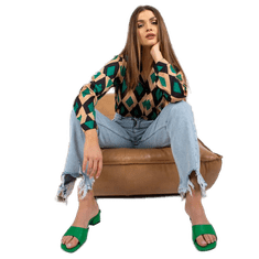 ITALY MODA Ženska bluza s potiskom znamke AMAYA v zeleni in bež barvi DHJ-BZ-15256.53P_383321 Univerzalni