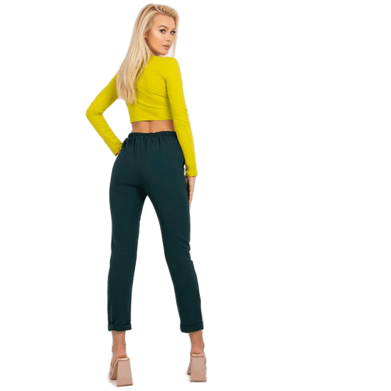 ITALY MODA Ženske hlače z žepi elegantne HIDALGO temno zelene barve DHJ-SP-13926.02_383644