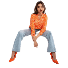 ITALY MODA Ženska bluza s potiskom INESA oranžna ohlapna DHJ-BZ-6825.56_384854 Univerzalni