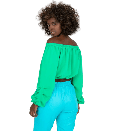 ITALY MODA Ženska bluza ohlapnega kroja s španskim izrezom NINELI zelena DHJ-BZ-6816.57_385163