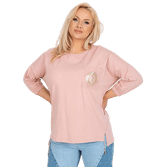 RELEVANCE Ženska asimetrična bombažna bluza plus size CLEMENTINA roza RV-BZ-7605.27X_384988 Univerzalni