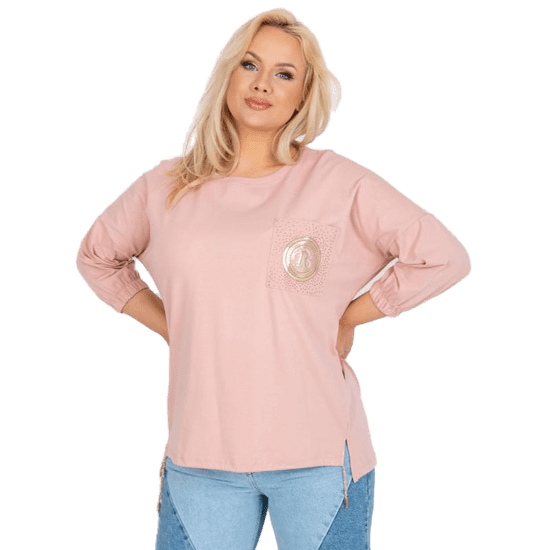 RELEVANCE Ženska asimetrična bombažna bluza plus size CLEMENTINA roza RV-BZ-7605.27X_384988