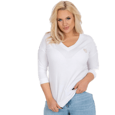 RELEVANCE Ženske bluze z izrezom v obliki črke V bombaž plus velikost VYA bela RV-BZ-7773.37_385486 Univerzalni