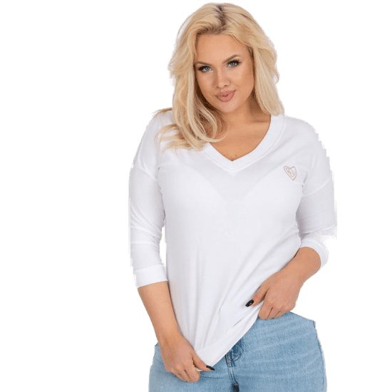 RELEVANCE Ženske bluze z izrezom v obliki črke V bombaž plus velikost VYA bela RV-BZ-7773.37_385486