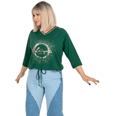 RELEVANCE Ženska plus velikost rebrasta bluza MAILEEN temno zelena RV-BZ-7578.66_384950 Univerzalni