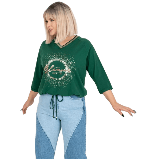 RELEVANCE Ženska plus velikost rebrasta bluza MAILEEN temno zelena RV-BZ-7578.66_384950
