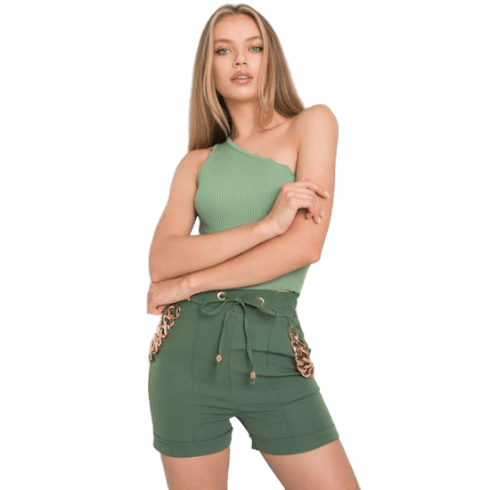 ITALY MODA Ženske kratke hlače z verigo FLANNERY khaki DHJ-SN-13260.38P_372632