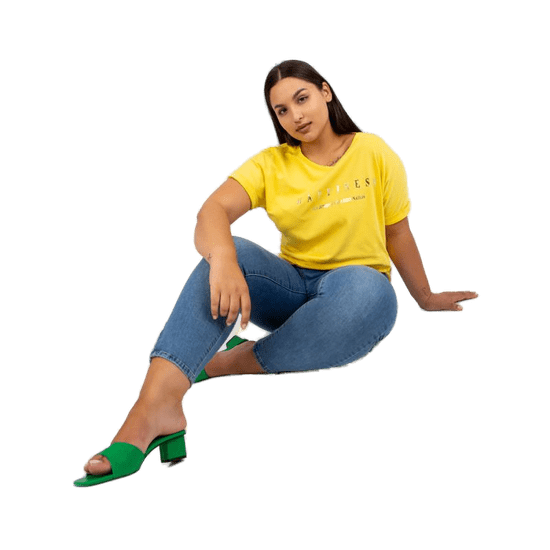 RELEVANCE Ženska asimetrična plus size bombažna majica GREPA yellow RV-TS-7776.02P_387048