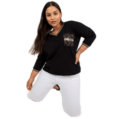 RELEVANCE Ženska plus velikost bluza z aplikacijo s kamenčki EVERYDAY črna RV-BZ-7769.68_387461 Univerzalni