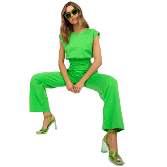 RUE PARIS Ženski komplet širokih hlač RUE PARIS svetlo zelene barve WN-KMPL-VE09.05_387628