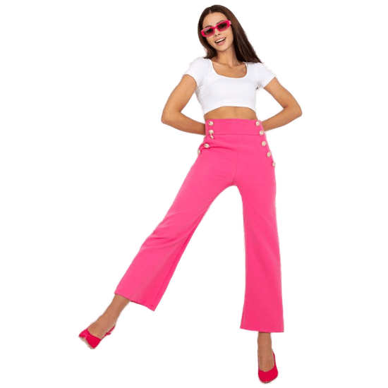 ITALY MODA Ženske hlače z visokim pasom TRIDA roza DHJ-SP-16008.01X_387648