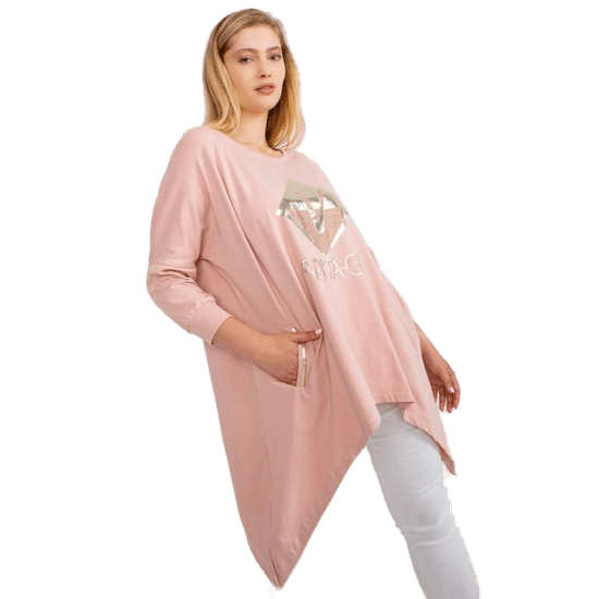 RELEVANCE Ženske dolge plus velikost bluza z žepi CHARITY roza RV-BZ-7604.53P_387138