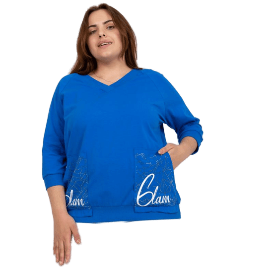 RELEVANCE Ženske bluze z V-izrezom plus size CLARINDA temno modra RV-BZ-7695.19P_386943