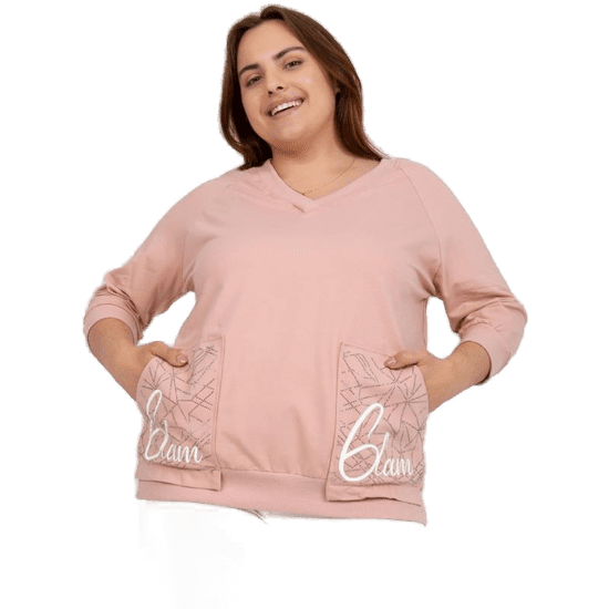 RELEVANCE Ženska plus velikost bluza z napisom MURDOCK roza RV-BZ-7695.19P_386872